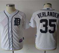 Youth MLB Detroit Tigers 35 Verlander White Jerseys