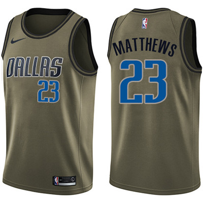 Nike Mavericks #23 Wesley Matthews Green Salute to Service Youth NBA Swingman Jersey