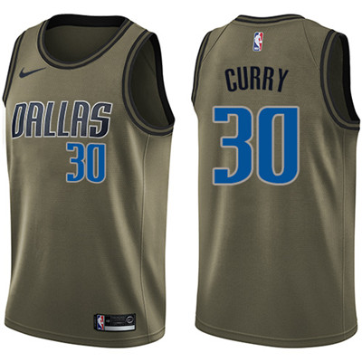 Nike Mavericks #30 Seth Curry Green Salute to Service Youth NBA Swingman Jersey