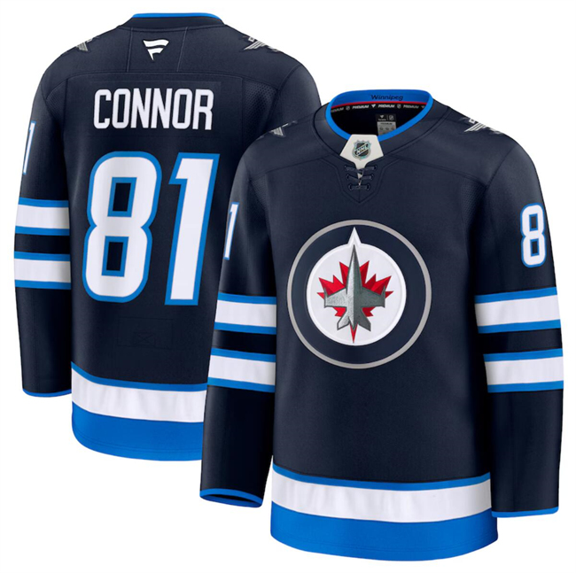 Men's Winnipeg Jets #81 Kyle Connor Navy 2024-25 Home Stitched Hockey Jersey Men's Winnipeg Jets #81 Kyle Connor Navy 2024-25 Home Stitched Hockey Jersey