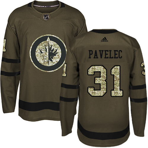 Adidas Jets #31 Ondrej Pavelec Green Salute to Service Stitched NHL Jersey
