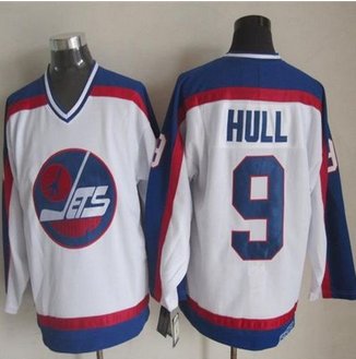 Winnipeg-Jets #9 Bobby Hull White Blue CCM Throwback Stitched NHL Jersey