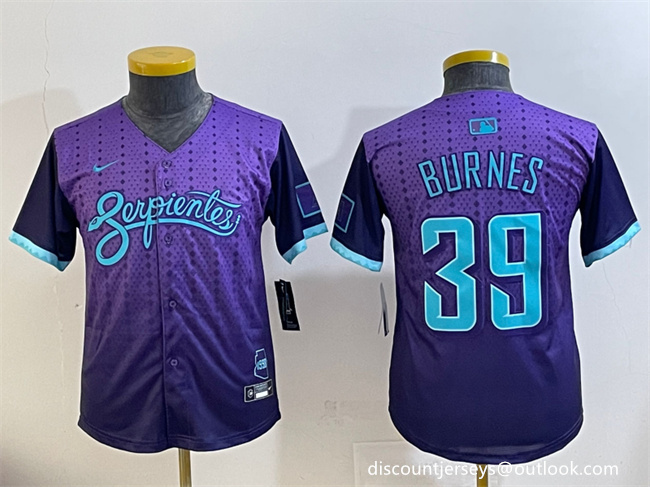 Youth Arizona Diamondbacks #39 Corbin Burnes Purple 2025 City Connect Limited Stitched Baseball Jersey