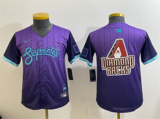 Youth Arizona Diamondbacks Team Big Logo Purple 2025 City Connect Limited Stitched Baseball Jersey 1
