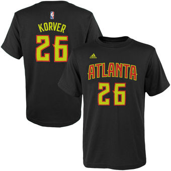 Youth Atlanta Hawks Kyle Korver adidas Black Game Time Flat Name & Number T-Shirt