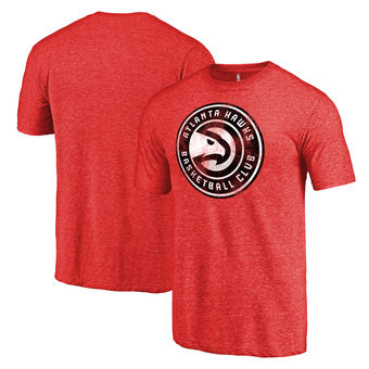 Men's Atlanta Hawks Red Distressed Team Primary Logo Tri-Blend T-Shirt