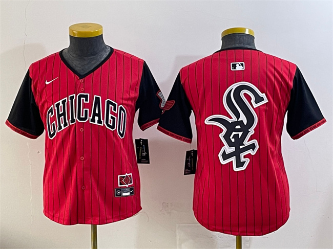 Youth Chicago White Sox Team Big Logo Red Black 2025 City Connect Limited Stitched Baseball Jersey 001