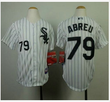 Chicago White Sox #79 Jose Abreu White(Black Strip) Cool Base Stitched Youth Baseball Jersey