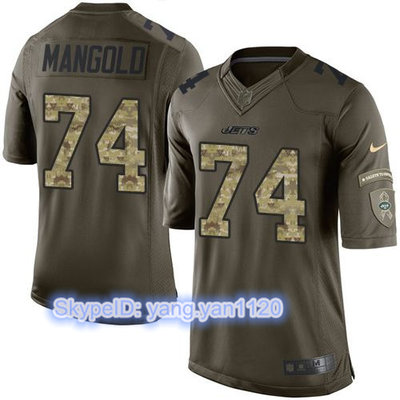 Nike Jets #74 Nick Mangold Green Youth Stitched NFL Limited Salute to Service Jersey