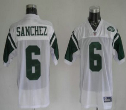 New York Jets #6 Sanchez Youth White Jersey
