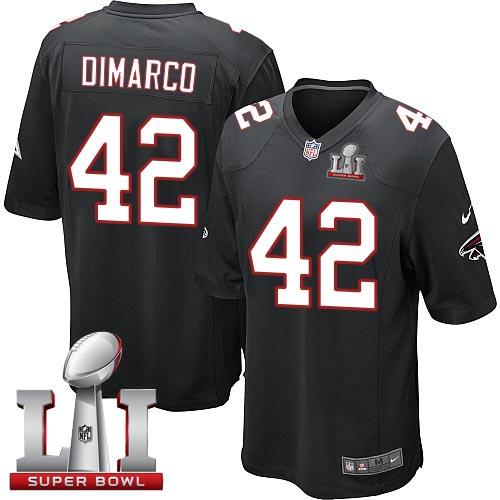Nike Falcons #42 Patrick DiMarco Black Alternate Super Bowl LI 51 Youth Stitched NFL Elite Jersey