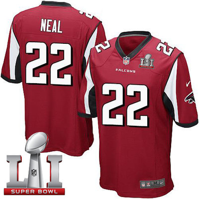 Nike Falcons #22 Keanu Neal Red Team Color Super Bowl LI 51 Youth Stitched NFL Elite Jersey