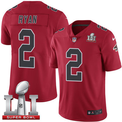 Nike Falcons #2 Matt Ryan Red Super Bowl LI 51 Youth Stitched NFL Limited Rush Jersey