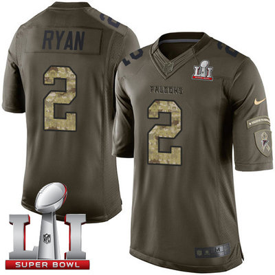 Nike Falcons #2 Matt Ryan Green Super Bowl LI 51 Youth Stitched NFL Limited Salute to Service Jersey