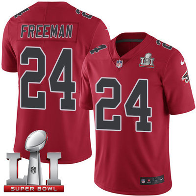 Nike Falcons #24 Devonta Freeman Red Super Bowl LI 51 Youth Stitched NFL Limited Rush Jersey