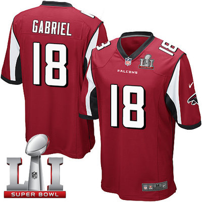 Nike Falcons #18 Taylor Gabriel Red Team Color Super Bowl LI 51 Youth Stitched NFL Elite Jersey
