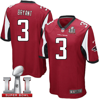 Nike Falcons #3 Matt Bryant Red Team Color Super Bowl LI 51 Youth Stitched NFL Elite Jersey