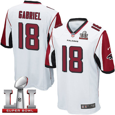Nike Falcons #18 Taylor Gabriel White Super Bowl LI 51 Youth Stitched NFL Elite Jersey