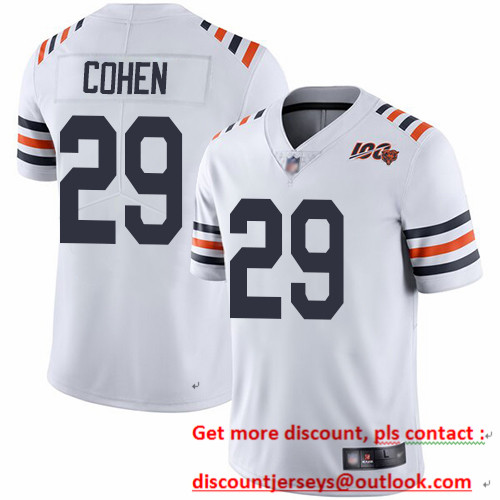 Bears #29 Tarik Cohen White Alternate Youth Stitched Football Vapor Untouchable Limited 100th Season Jersey