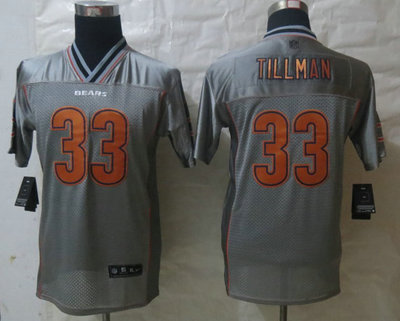 Youth NEW Chicago Bears #33 Charles Tillman Grey Vapor Elite Jerseys