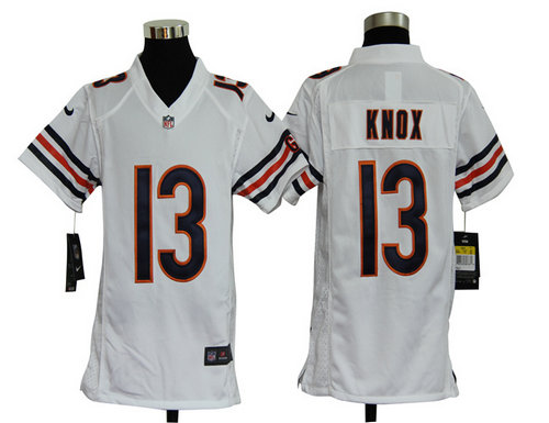 Youth Nike NFL Chicago Bears 13 Johnny Knox White Jerseys