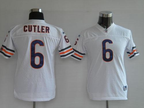 Youth Chicago Bears 6 Jay Cutler White Jerseys