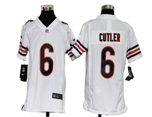 Youth Nike NFL Chicago Bears 6 Jay Cutler White Jerseys