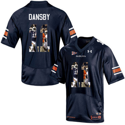 Auburn Tigers 11 Carlos Dansby Navy With Portrait Print College Football Jersey3