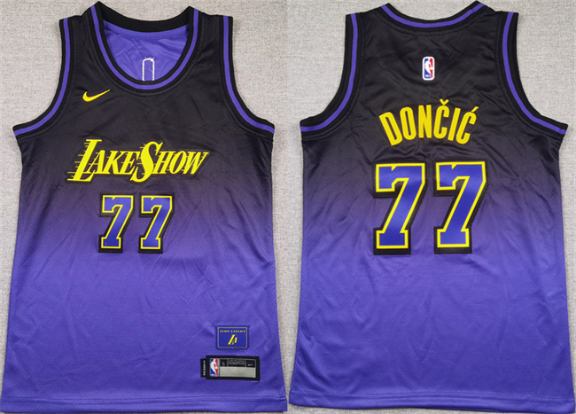 Youth Los Angeles Lakers #77 Luka Don?i? Purple 2024 25 City Edition Stitched Basketball Jersey