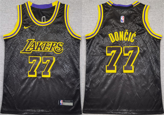 Youth Los Angeles Lakers #77 Luka Don?i? Black 2025 City Edition Stitched Basketball Jersey