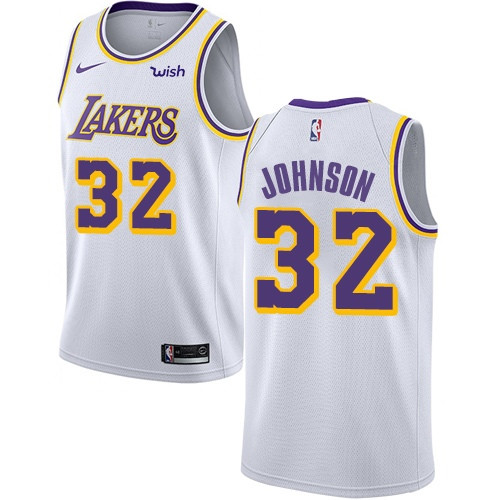 Lakers #32 Magic Johnson White Youth Basketball Swingman Association Edition Jersey
