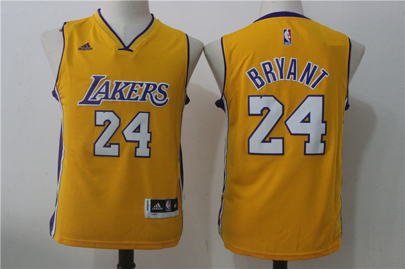 Lakers 24 Kobe Bryant Yellow Youth Swingman Jersey