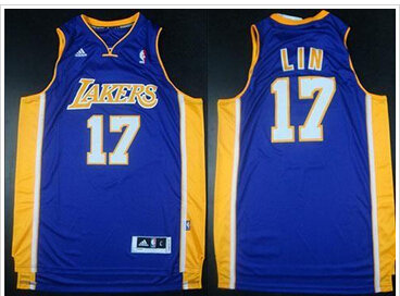 Youth NBA Revolution 30 Lakers #17 Jeremy Lin Purple Stitched Jersey