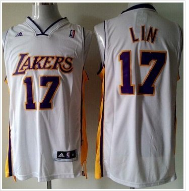 Youth NBA Revolution 30 Lakers #17 Jeremy Lin White Stitched Jersey
