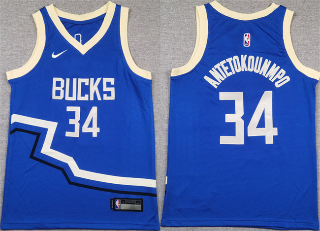 Youth Milwaukee Bucks #34 Giannis Antetokounmpo Blue City Edition Stitched Basketball Jersey Youth Milwaukee Bucks #34 Giannis Antetokounmpo Blue City Edition Stitched Basketball Jersey