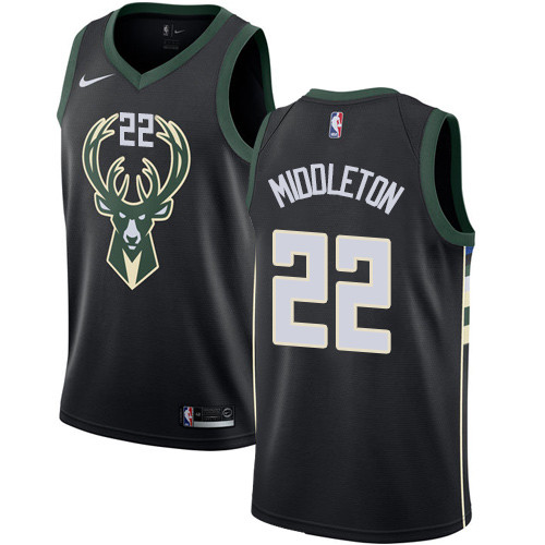 Bucks #22 Khris Middleton Black Youth Basketball Swingman Statement Edition Jersey