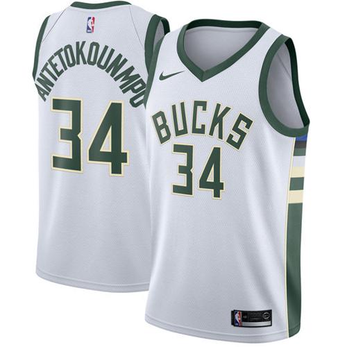 Nike Bucks #34 Giannis Antetokounmpo White Youth NBA Swingman Jersey