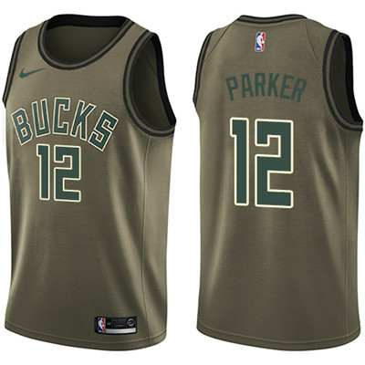 Nike Bucks #12 Jabari Parker Green Salute to Service Youth NBA Swingman Jersey