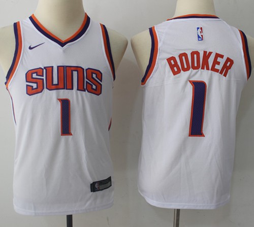 Nike Suns #1 Devin Booker White Youth NBA Swingman Association Edition Jersey