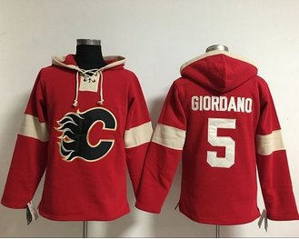 Calgary Flames #5 Mark Giordano Red Pullover NHL Hoodie