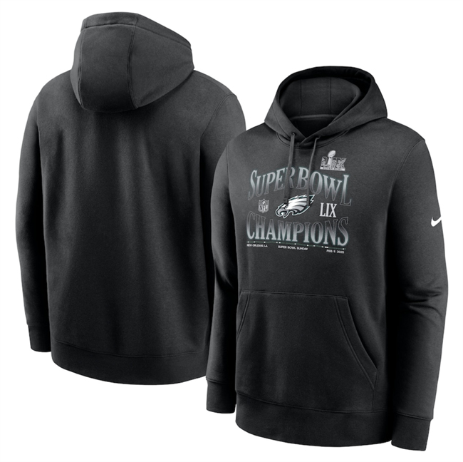 Men's Philadelphia Eagles Black Super Bowl LIX Champions 90'S Retro Pullover Hoodie