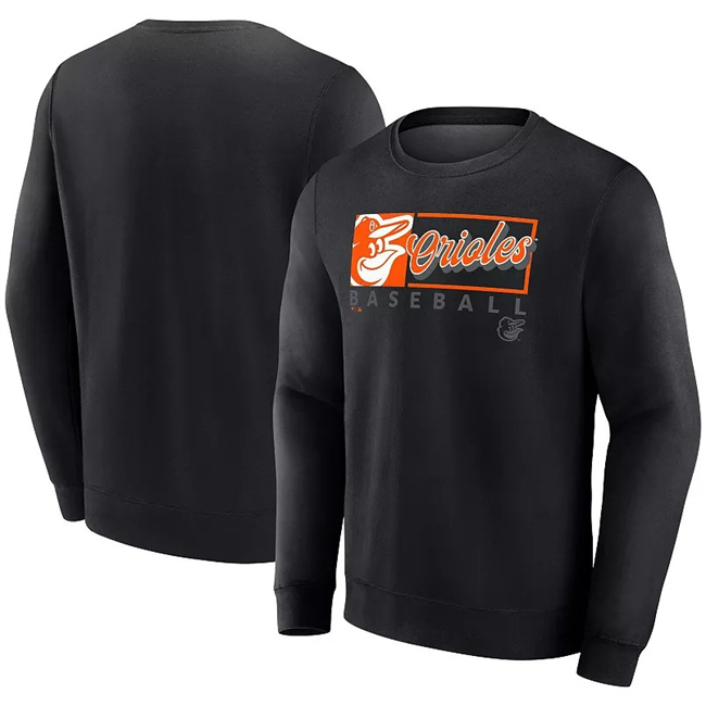 Men's Baltimore Orioles Black Focus Fleece Pullover Sweatshirt Men's Baltimore Orioles Black Focus Fleece Pullover Sweatshirt