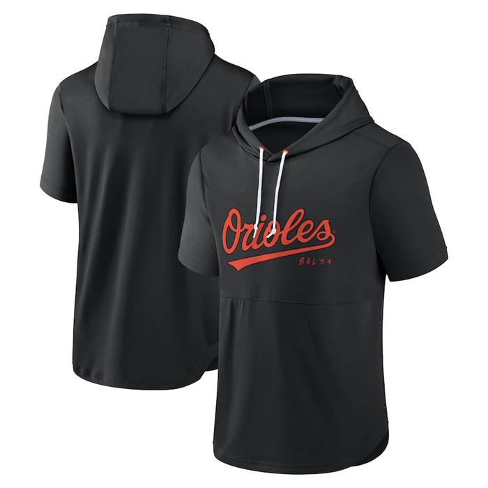 Men's Baltimore Orioles Black Sideline Training Hooded Performance T-Shirt Men's Baltimore Orioles Black Sideline Training Hooded Performance T-Shirt
