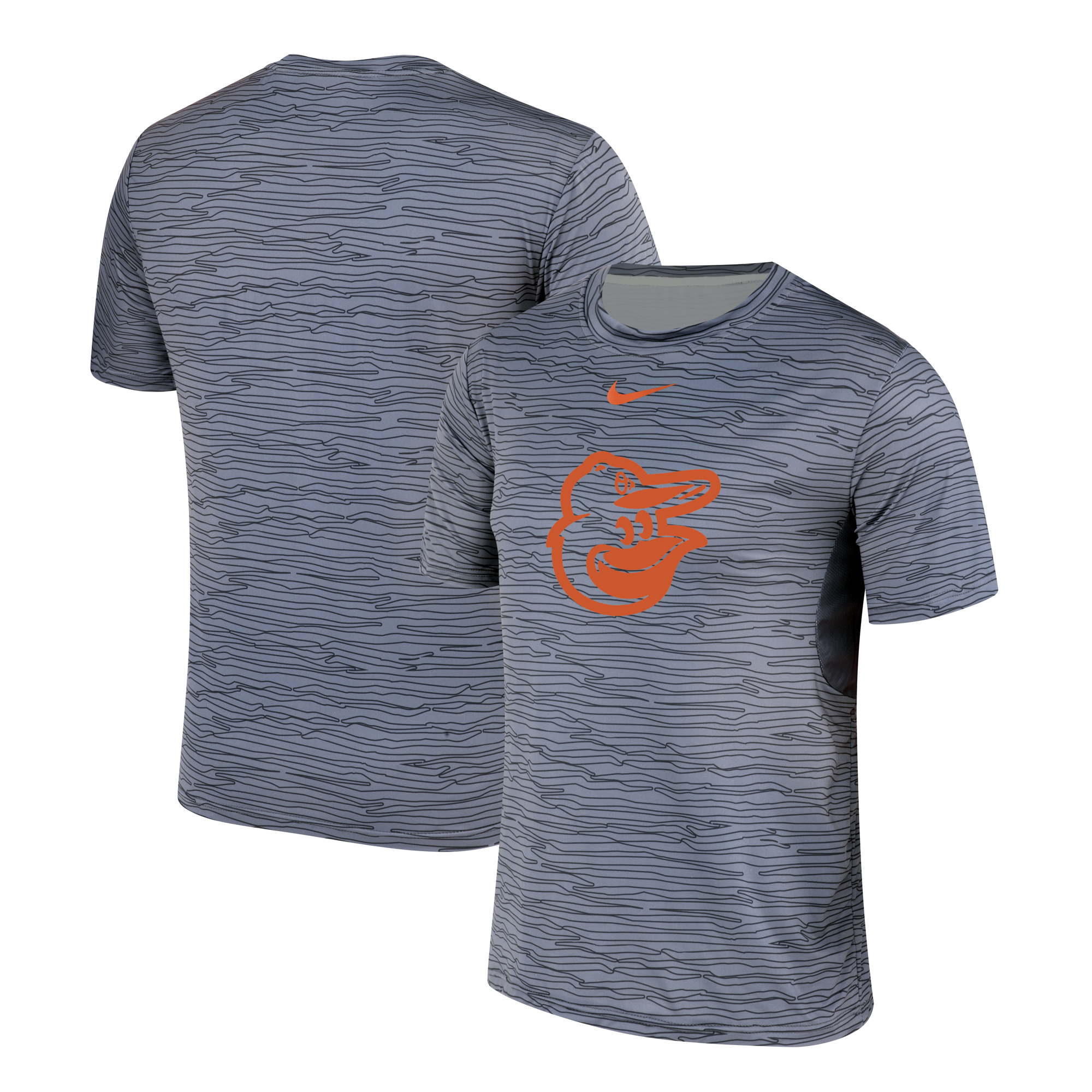 Nike Baltimore Orioles Gray Black Striped Logo Performance T-Shirt Nike Baltimore Orioles Gray Black Striped Logo Performance T-Shirt