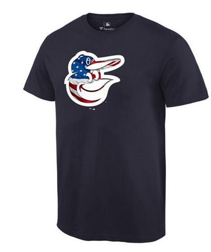 Men's Baltimore Orioles USA Flag Fashion T-Shirt Navy Blue Men's Baltimore Orioles USA Flag Fashion T-Shirt Navy Blue