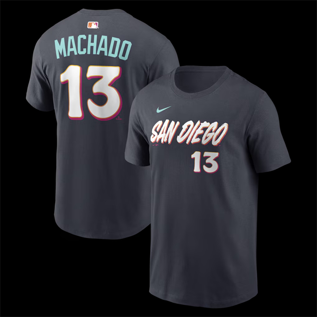 Men's San Diego Padres #13 Manny Machado Obsidian 2026 City Connect T-Shirt