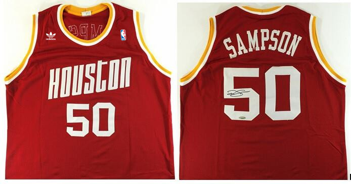 Rockets #50 Sampson Red Stitched NBA custom Jersey
