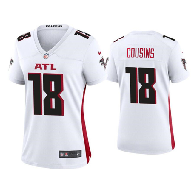 Women's Atlanta Falcons #18 Kirk Cousins White Stitched Jersey(Run Small) Women's Atlanta Falcons #18 Kirk Cousins White Stitched Jersey(Run Small)
