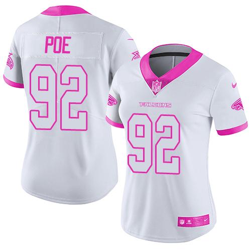 Nike Falcons #92 Dontari Poe White Pink Women's Stitched NFL Limited Rush Fashion Jersey Nike Falcons #92 Dontari Poe White Pink Women's Stitched NFL Limited Rush Fashion Jersey