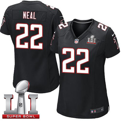 Nike Falcons #22 Keanu Neal Black Alternate Super Bowl LI 51 Women's Stitched NFL Elite Jersey